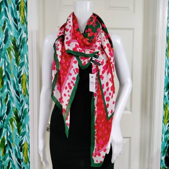 Ann Taylor 100% Modal Cotton Colorful Strawberry Print Women's Scarf, NWT - Picture 1 of 7